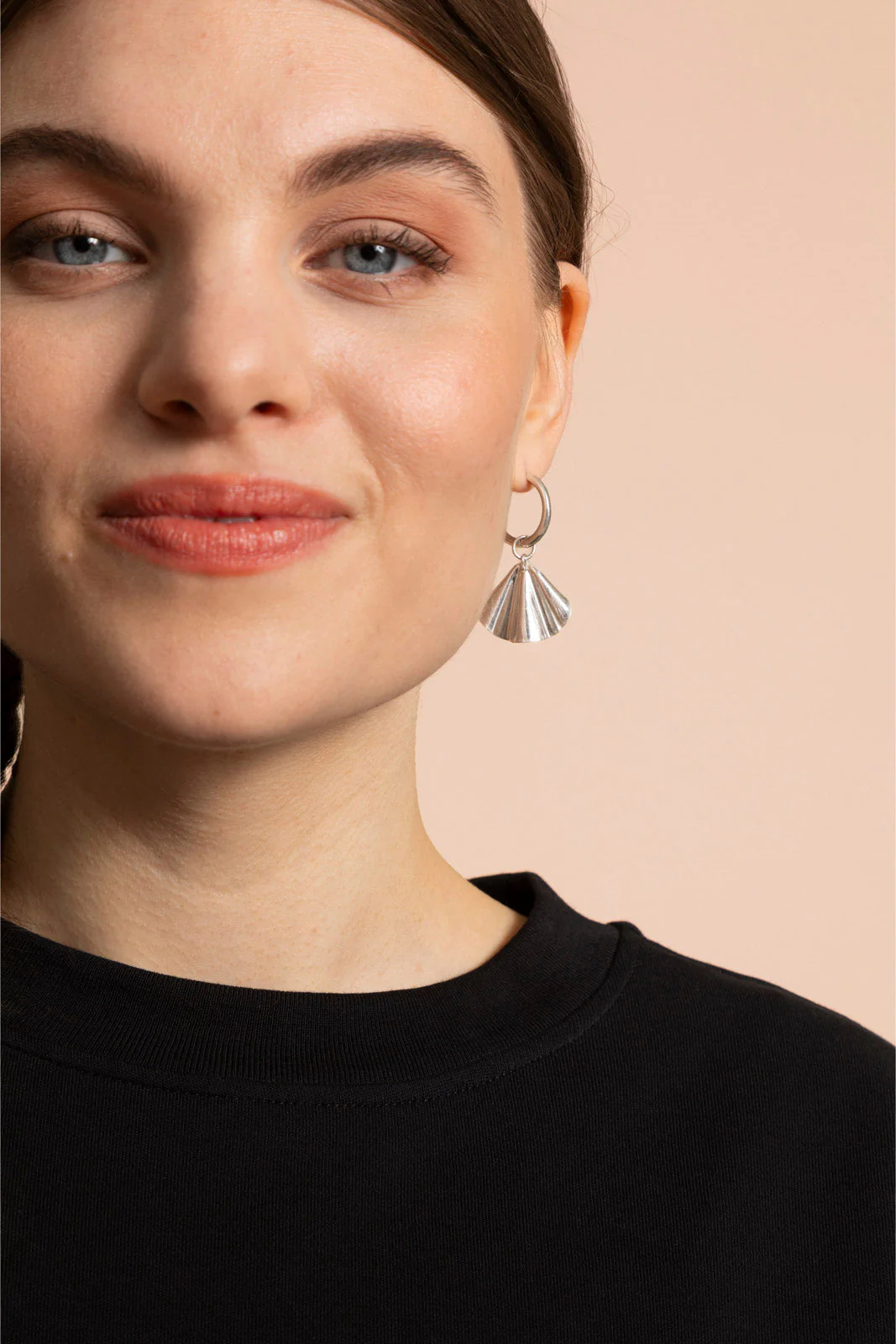 Ada Hoop Earrings, Silver - Image 2