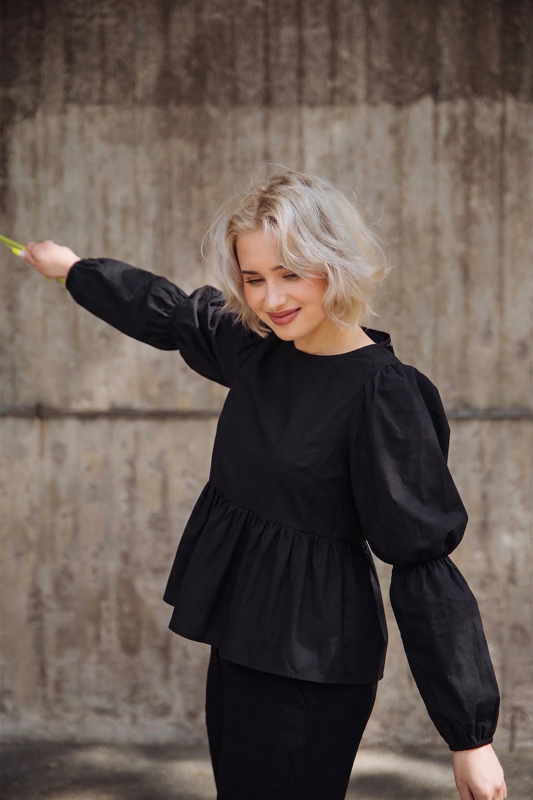 Double Puff Blouse, Black - Image 11