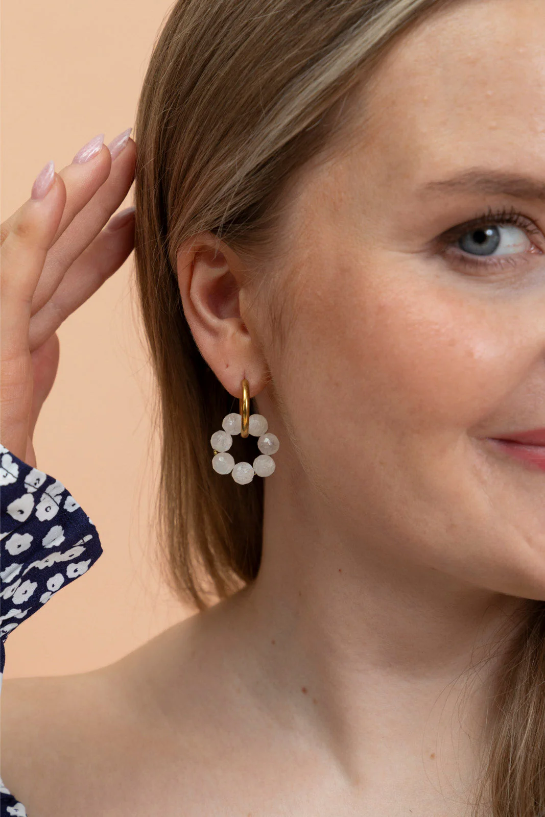 Eva Earrings, White Rainbow - Image 4