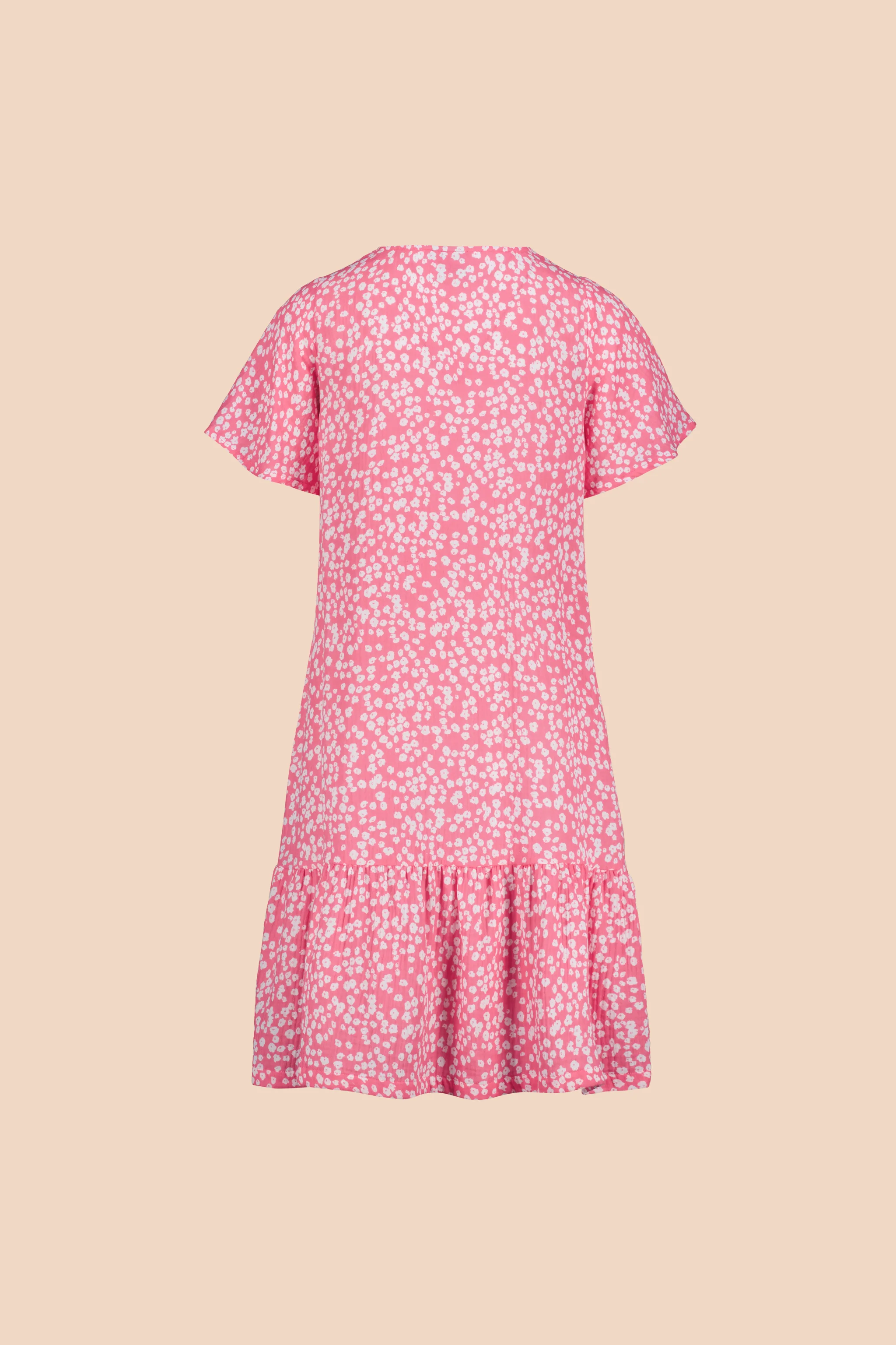 Frill Button Dress, Flora Pink - Image 15