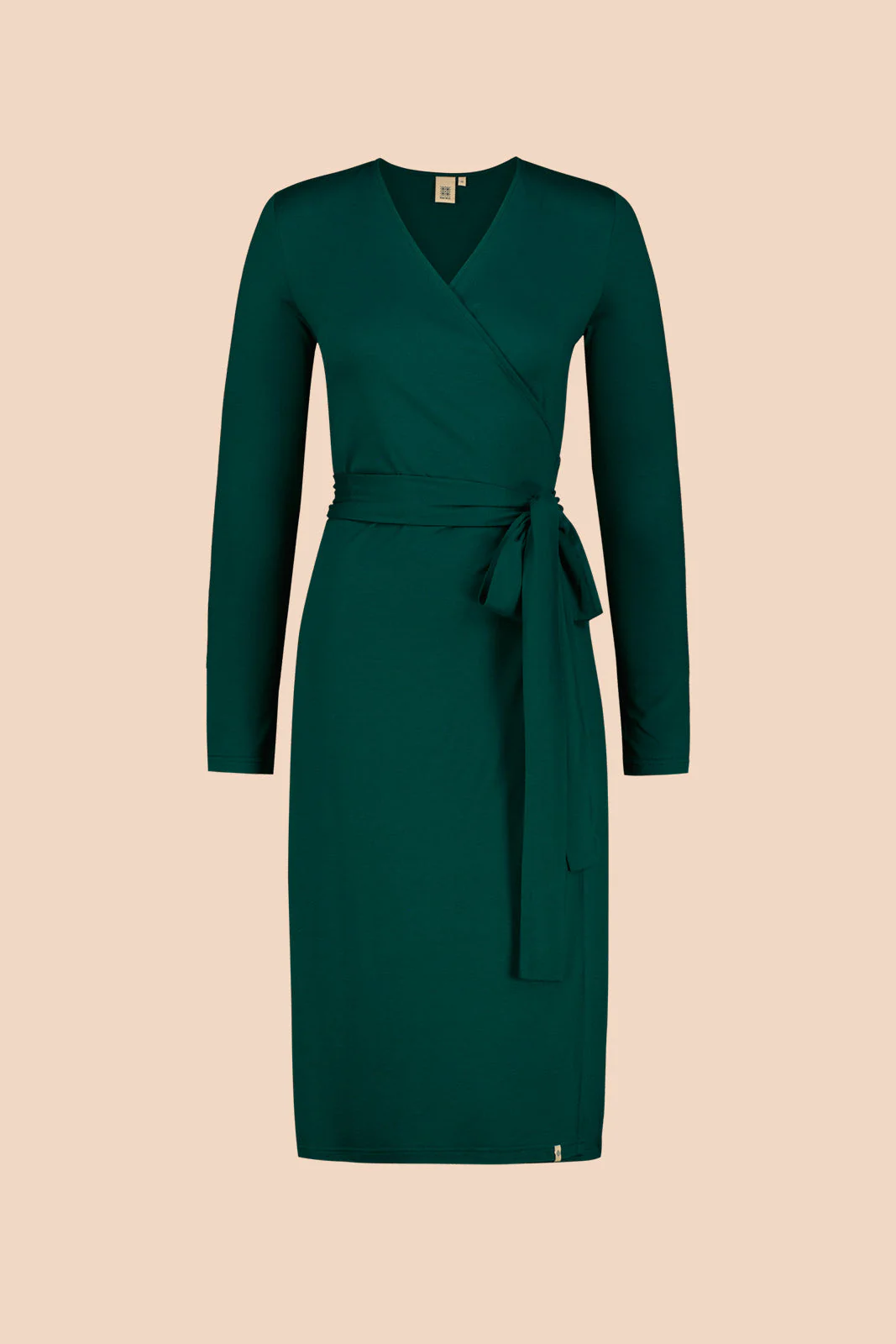 Soft Wrap Dress, Dark Green - Image 4