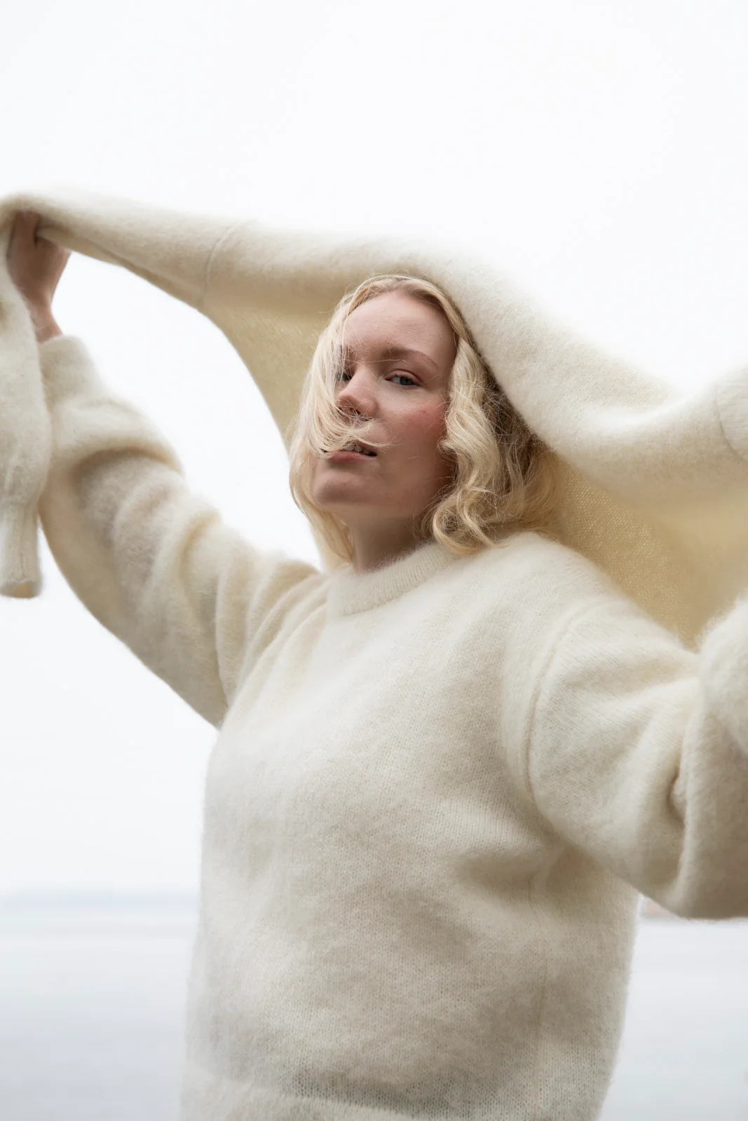 Alpaca Mohair Jumper, Oyster - Image 4
