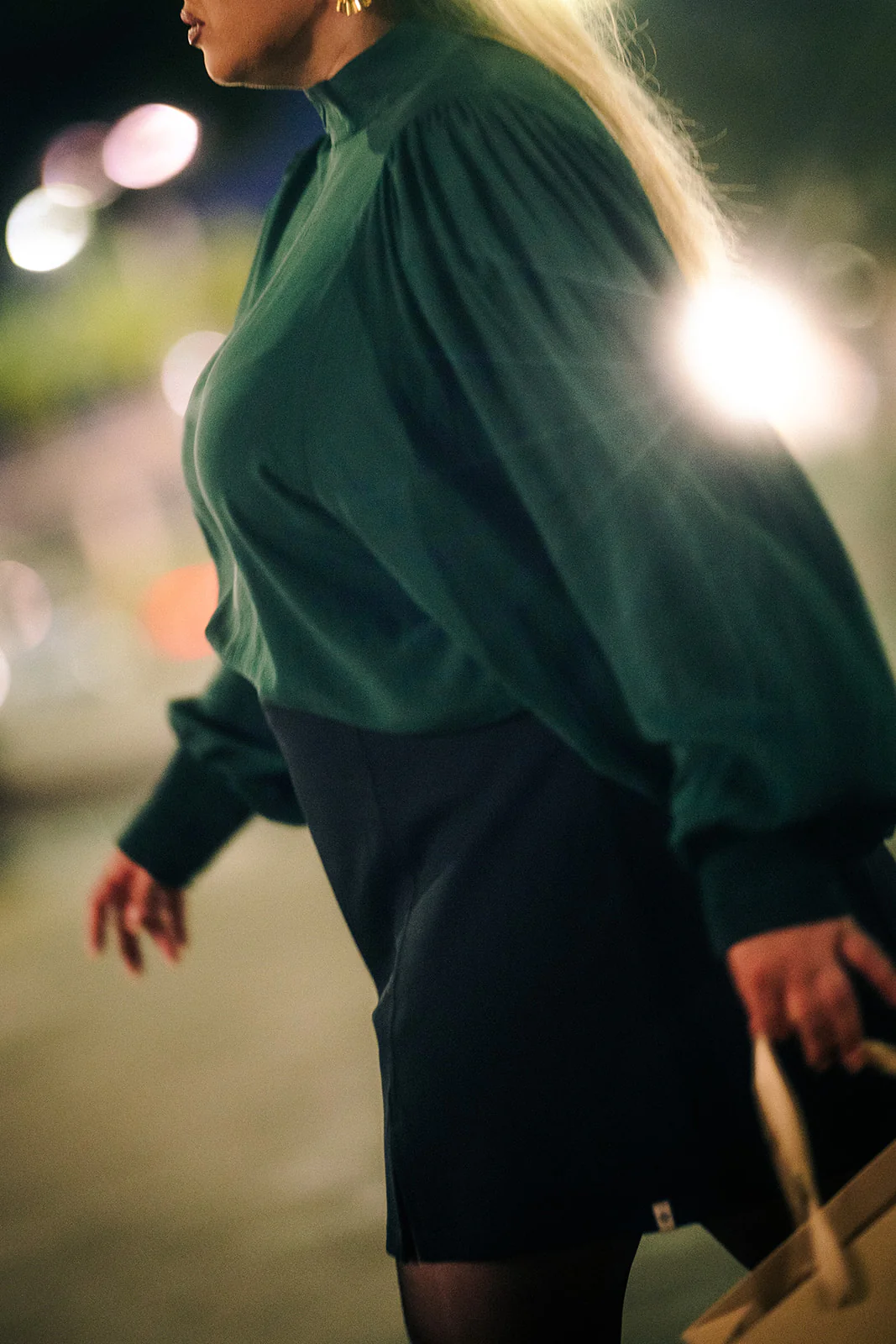 Puff Blouse, Dark Green - Image 4