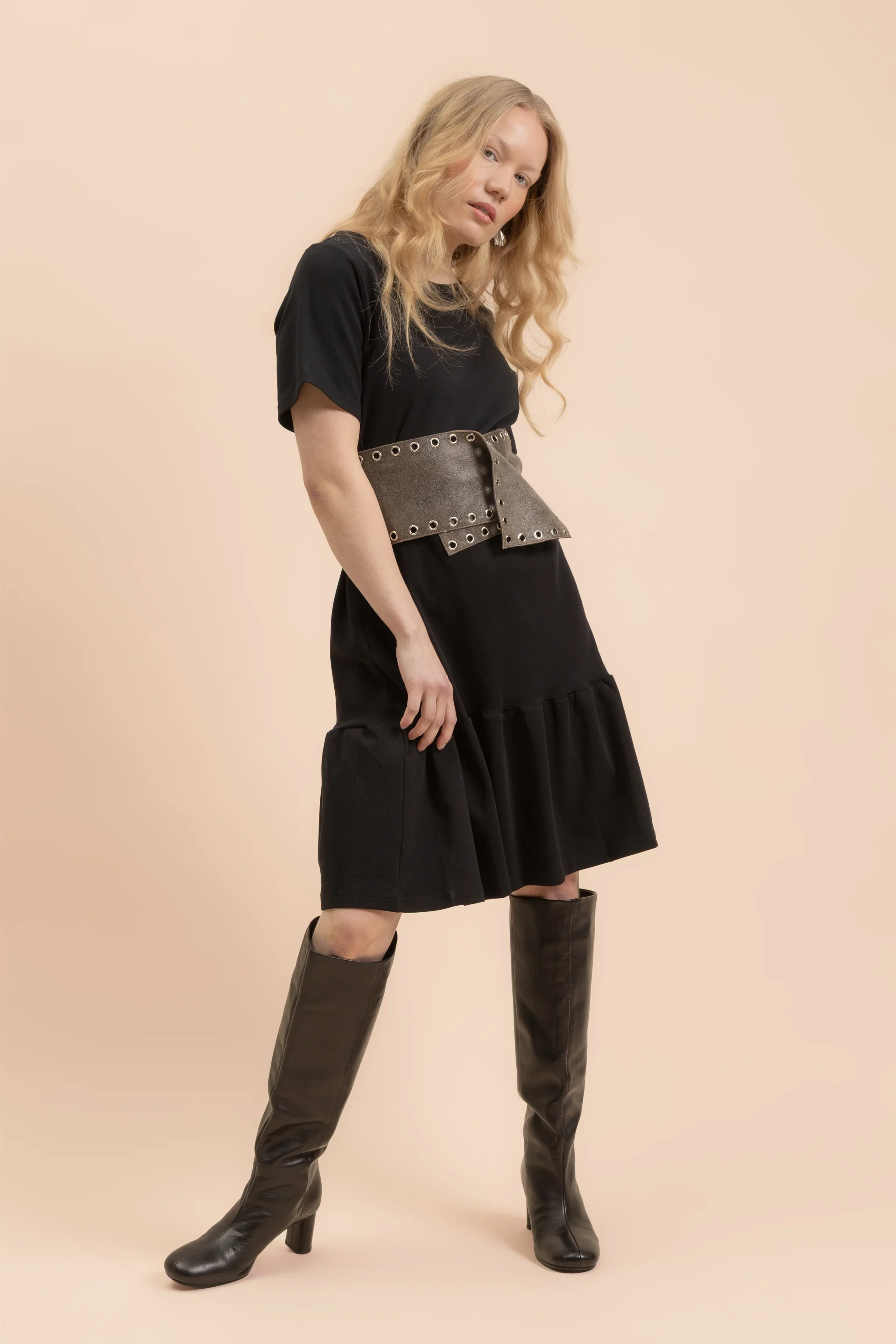 Ruffle T-shirt Dress, Black - Image 13
