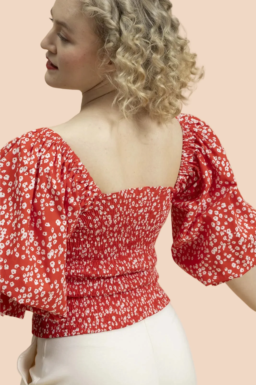 Smock Blouse, Flora Red - Image 2