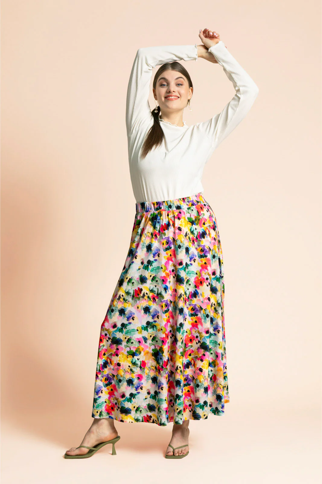 Soft Midi Skirt, Aquarelle Bloom - Image 5