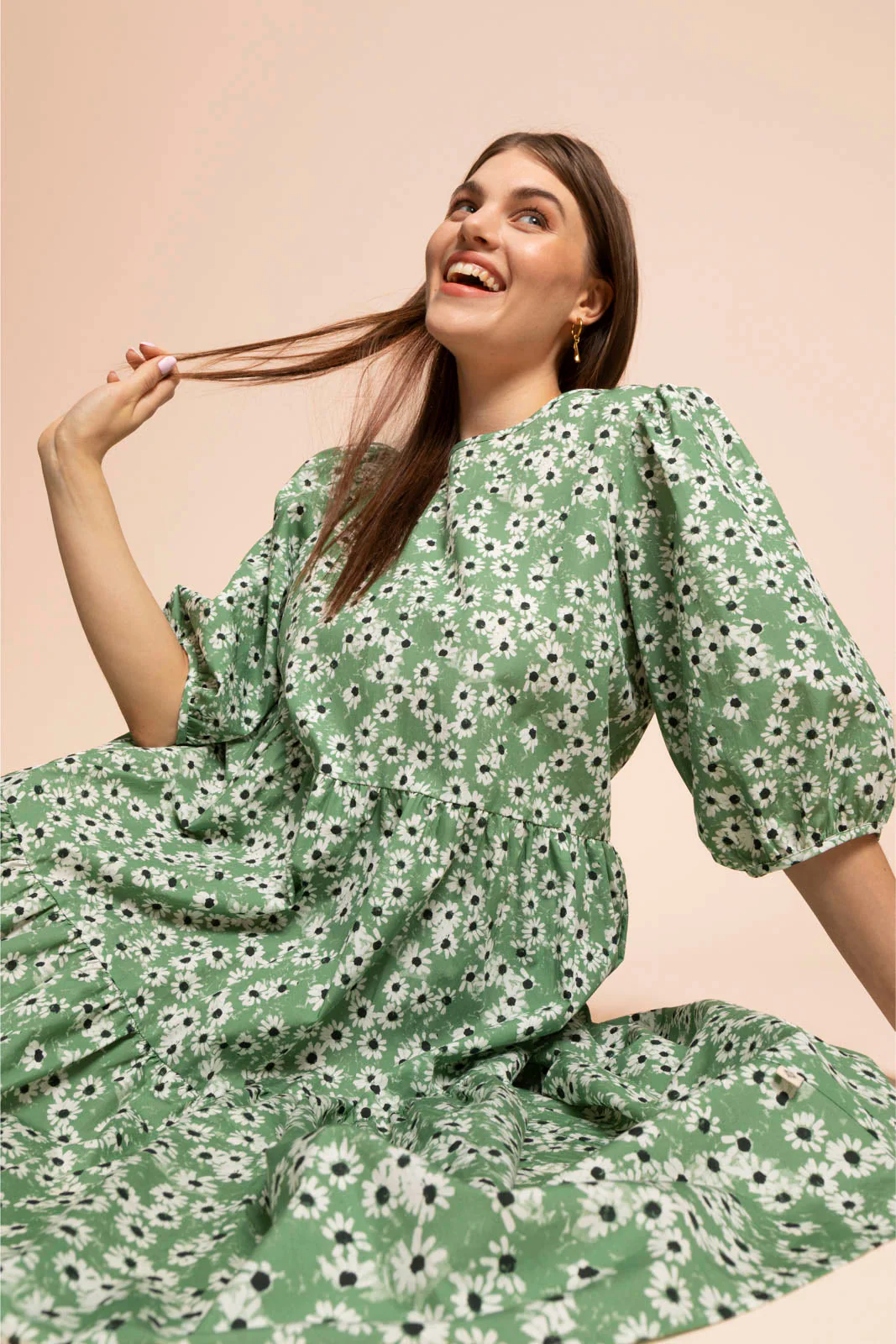 Tiered Midi Dress, Daisy Sage - Image 16