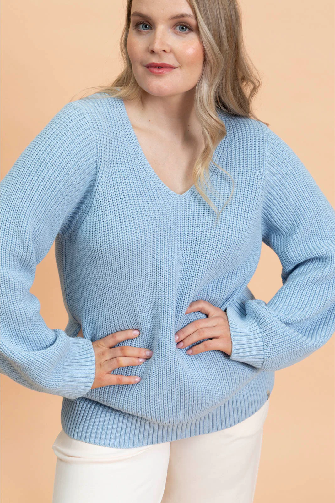 V-neck Jumper, Light Blue - Image 5