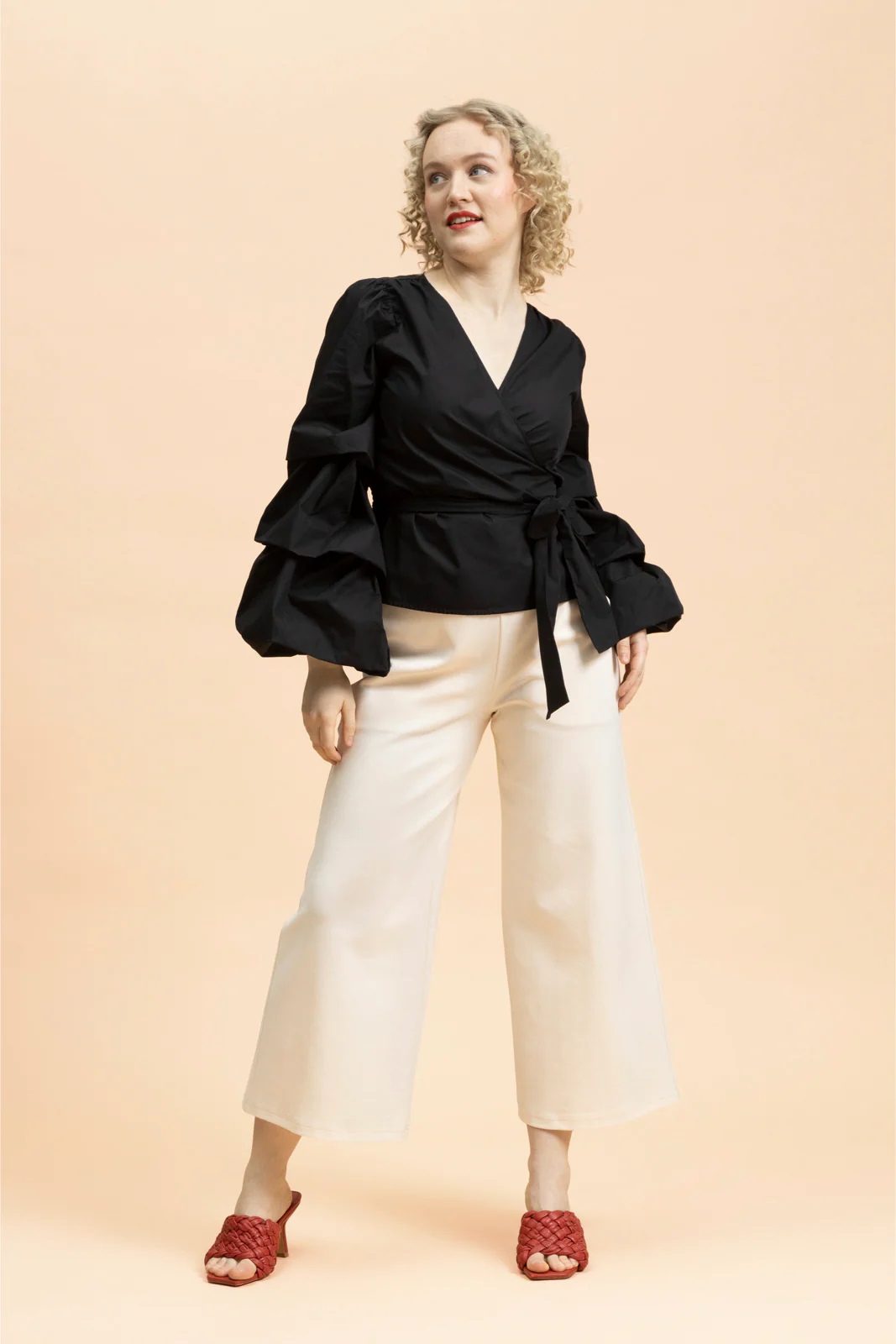 Volume Sleeve Blouse, Black - Image 6