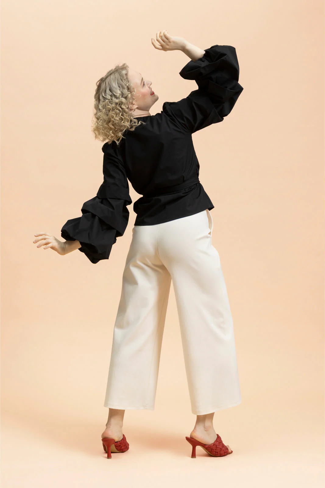 Volume Sleeve Blouse, Black - Image 8