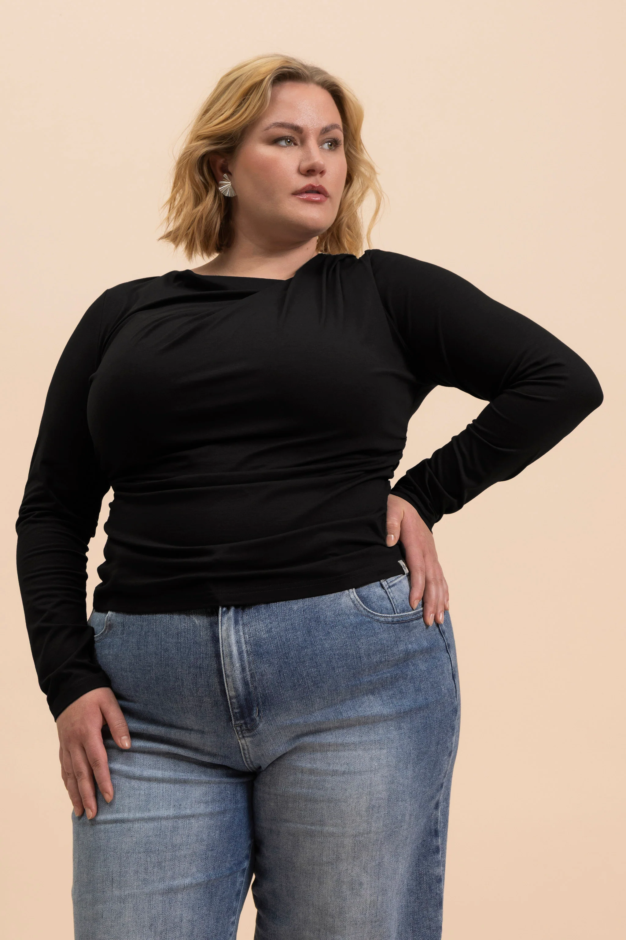 Draped Top, Black - Image 3