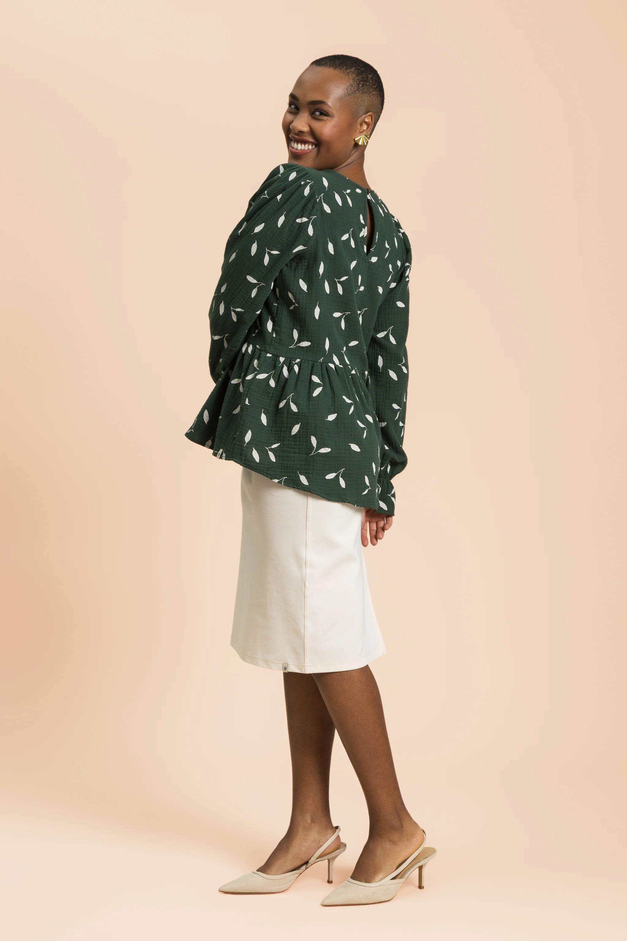 Flounce Blouse, Wind Green - Image 11