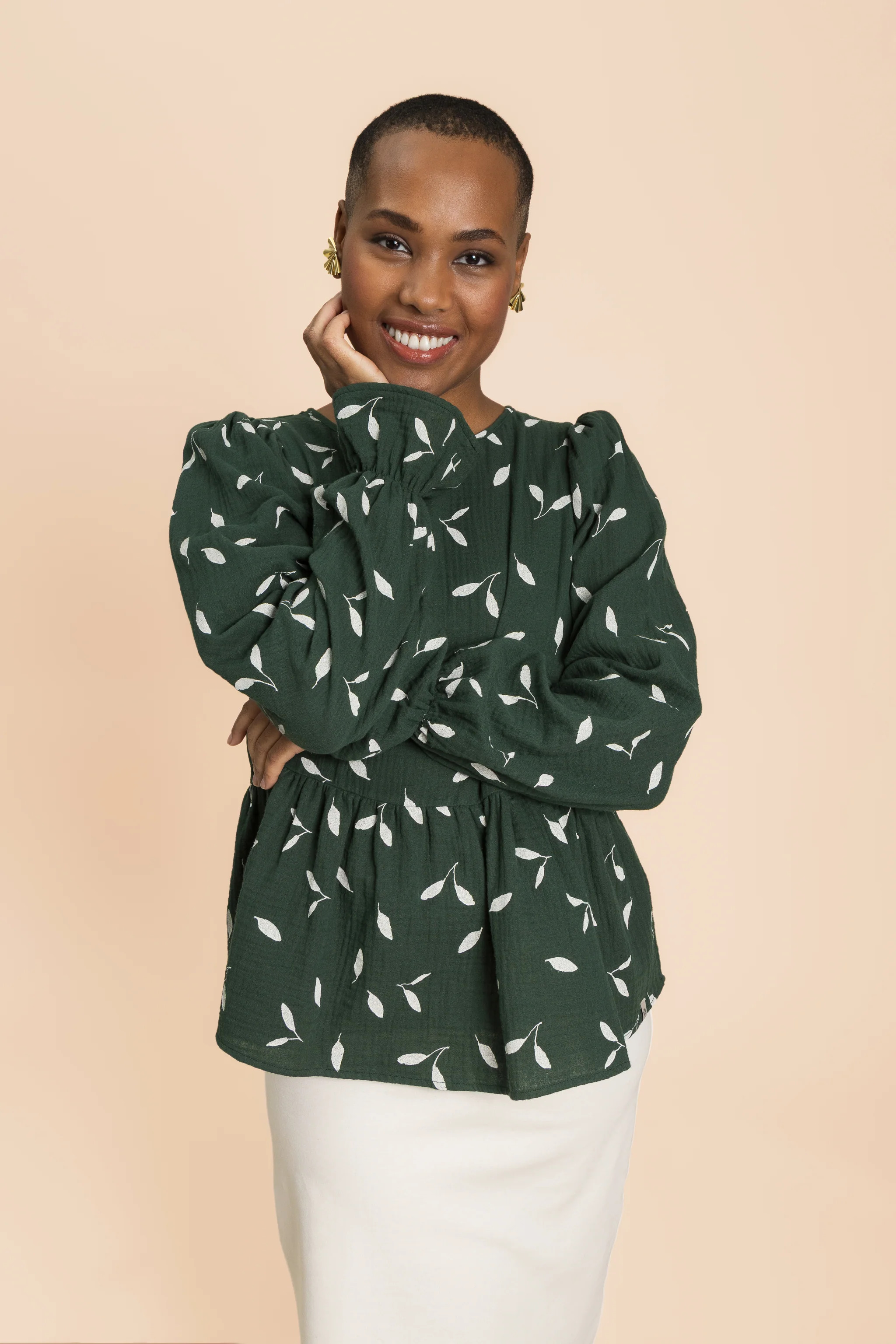 Flounce Blouse, Wind Green - Image 12