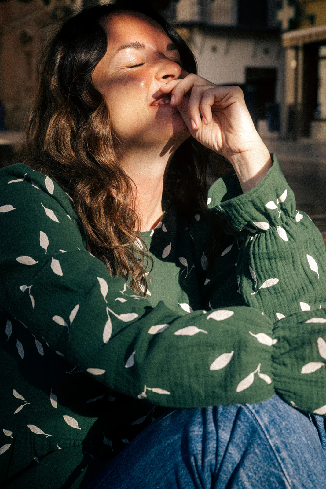 Flounce Blouse, Wind Green - Image 13