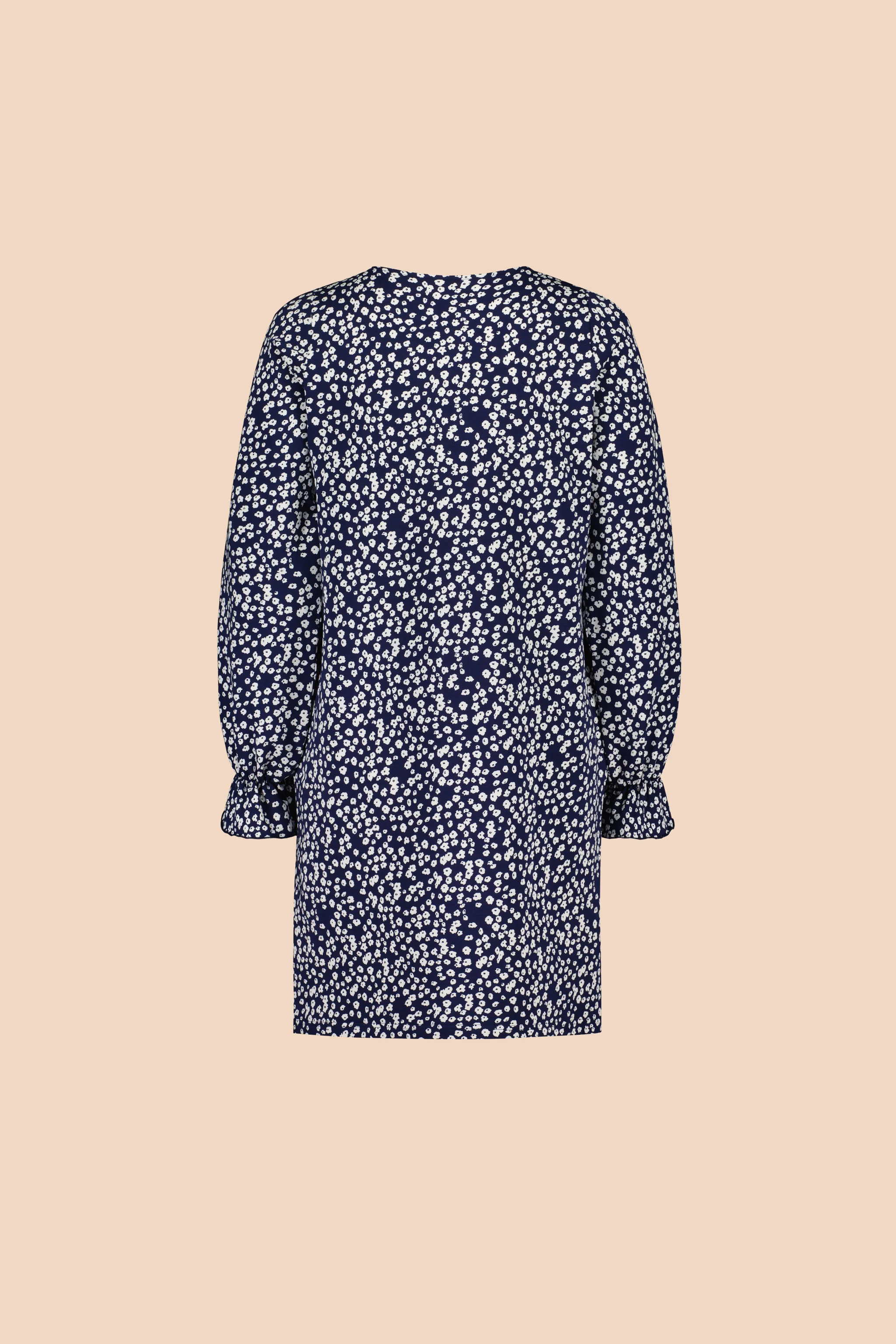 Frill Sleeve Dress, Flora Navy - Image 8