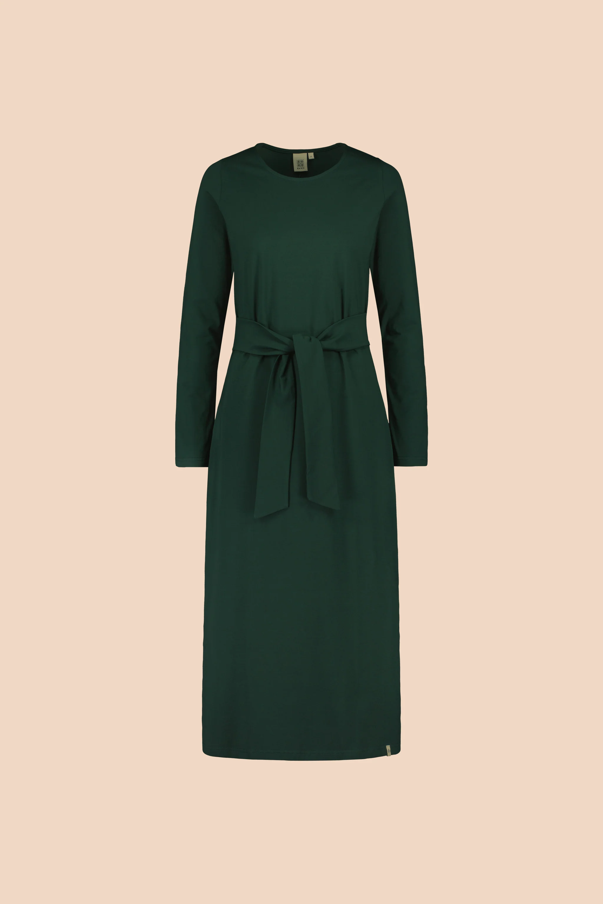 Midi Belted Dress, Dark Green - Image 3