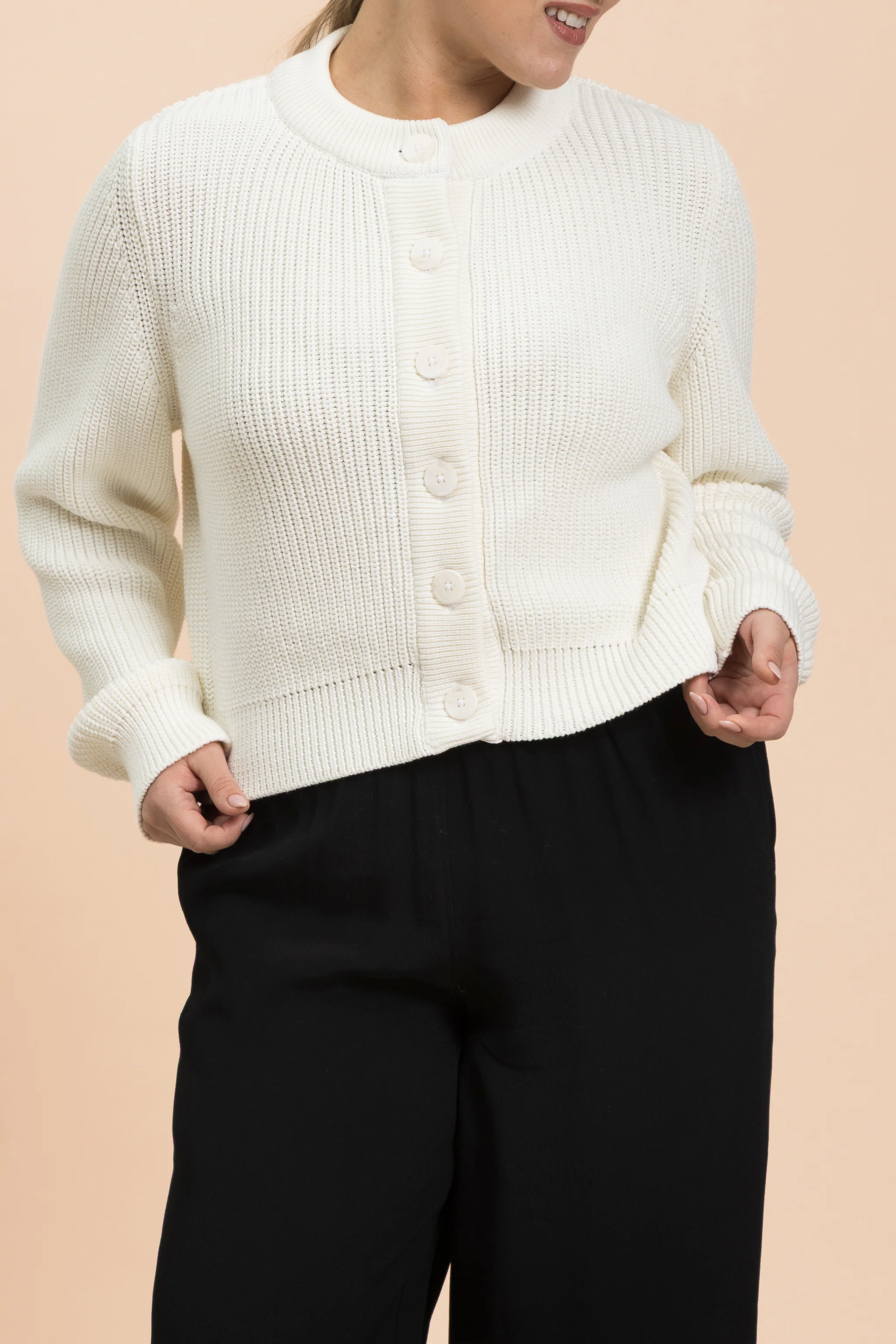 O-neck Cardigan, Offwhite - Image 13