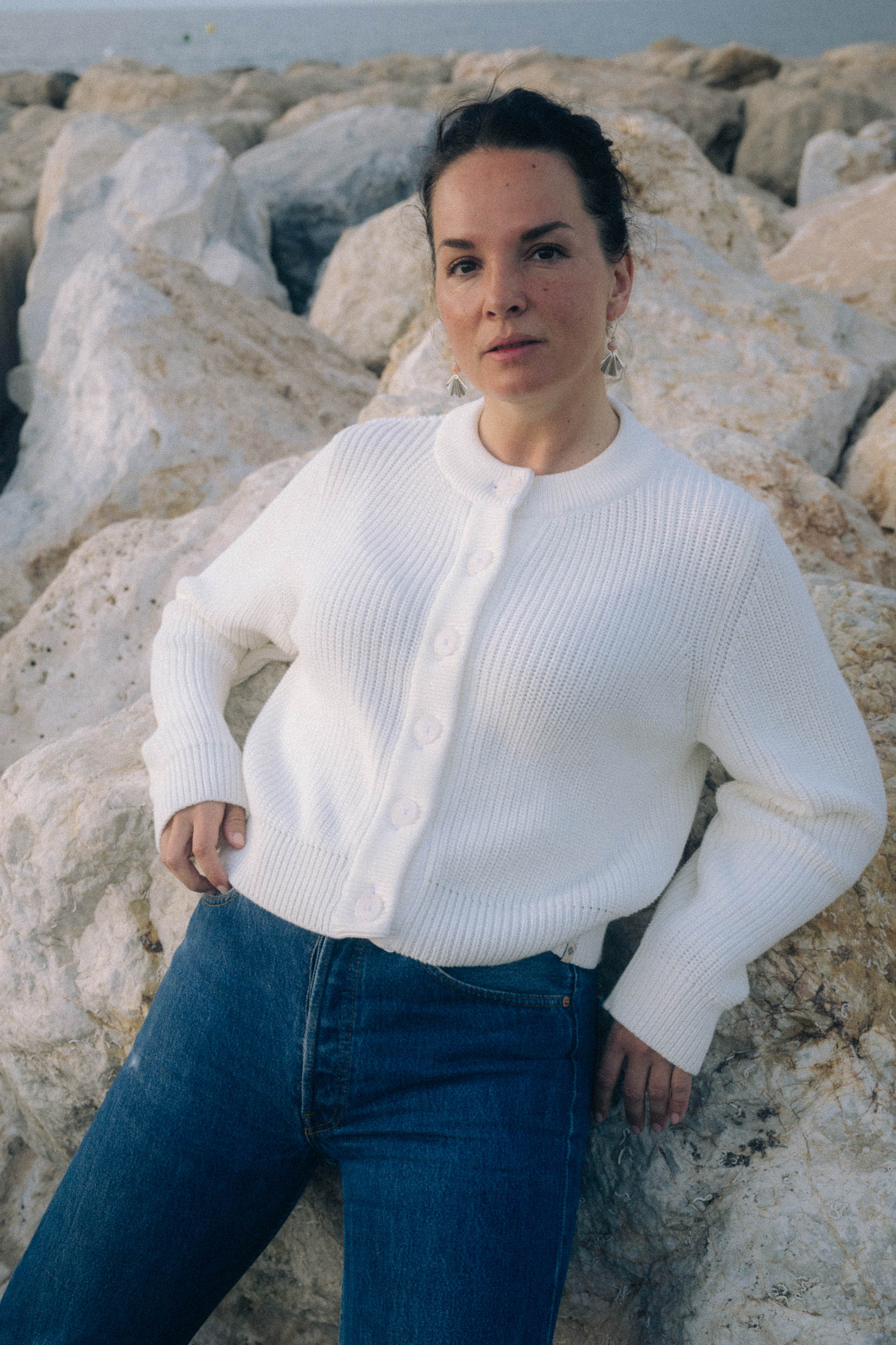 O-neck Cardigan, Offwhite - Image 15