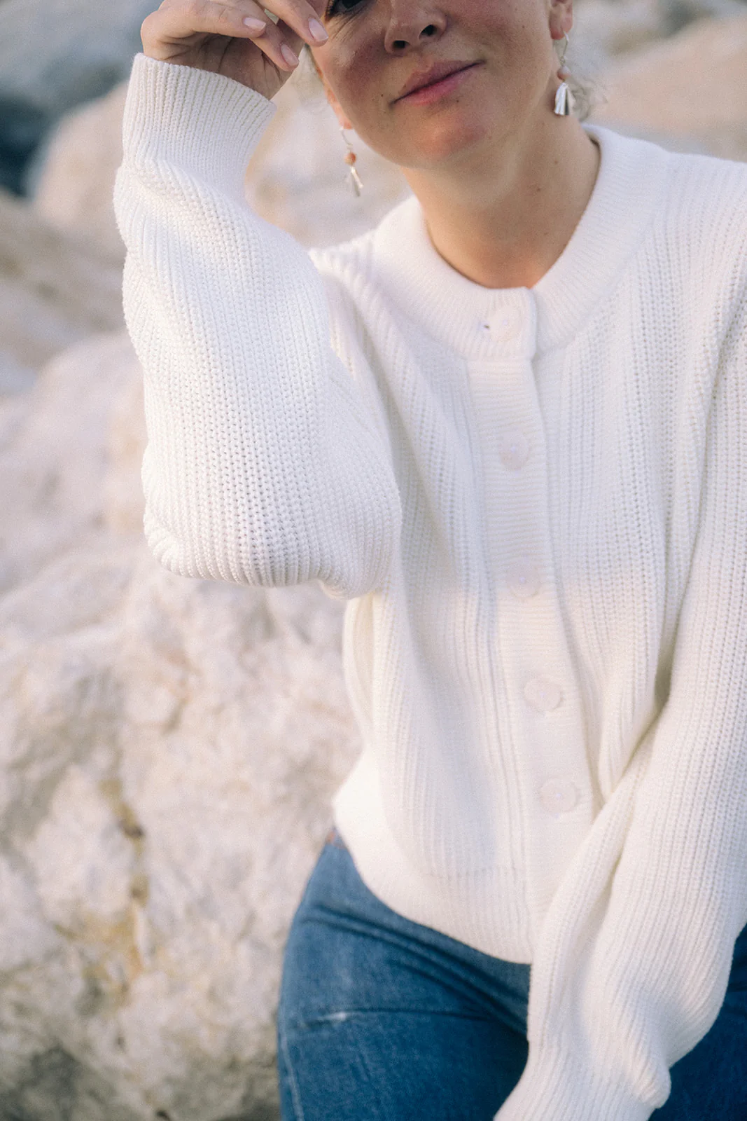 O-neck Cardigan, Offwhite - Image 9