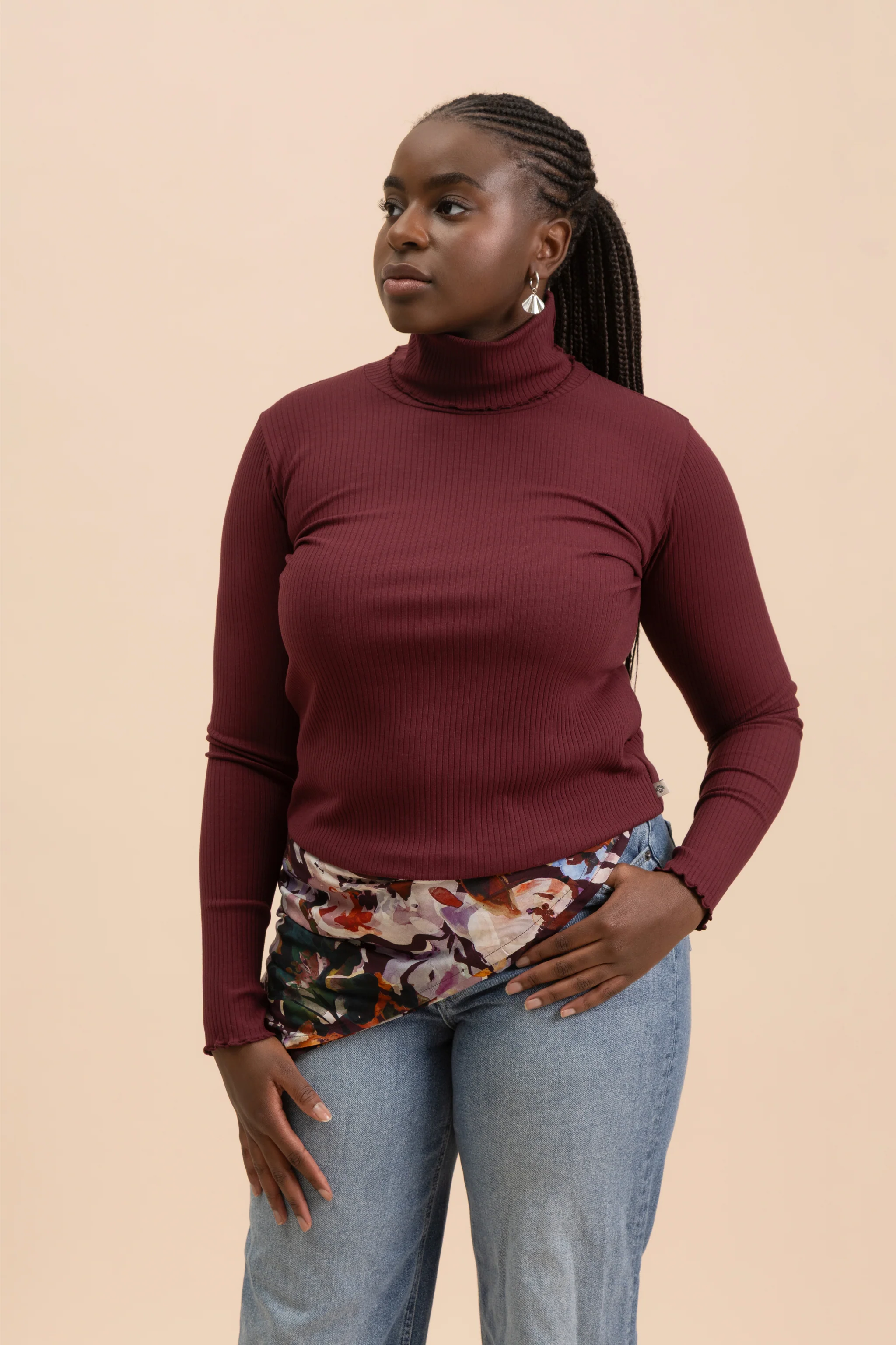 Rib Rollneck, Cherry - Image 3