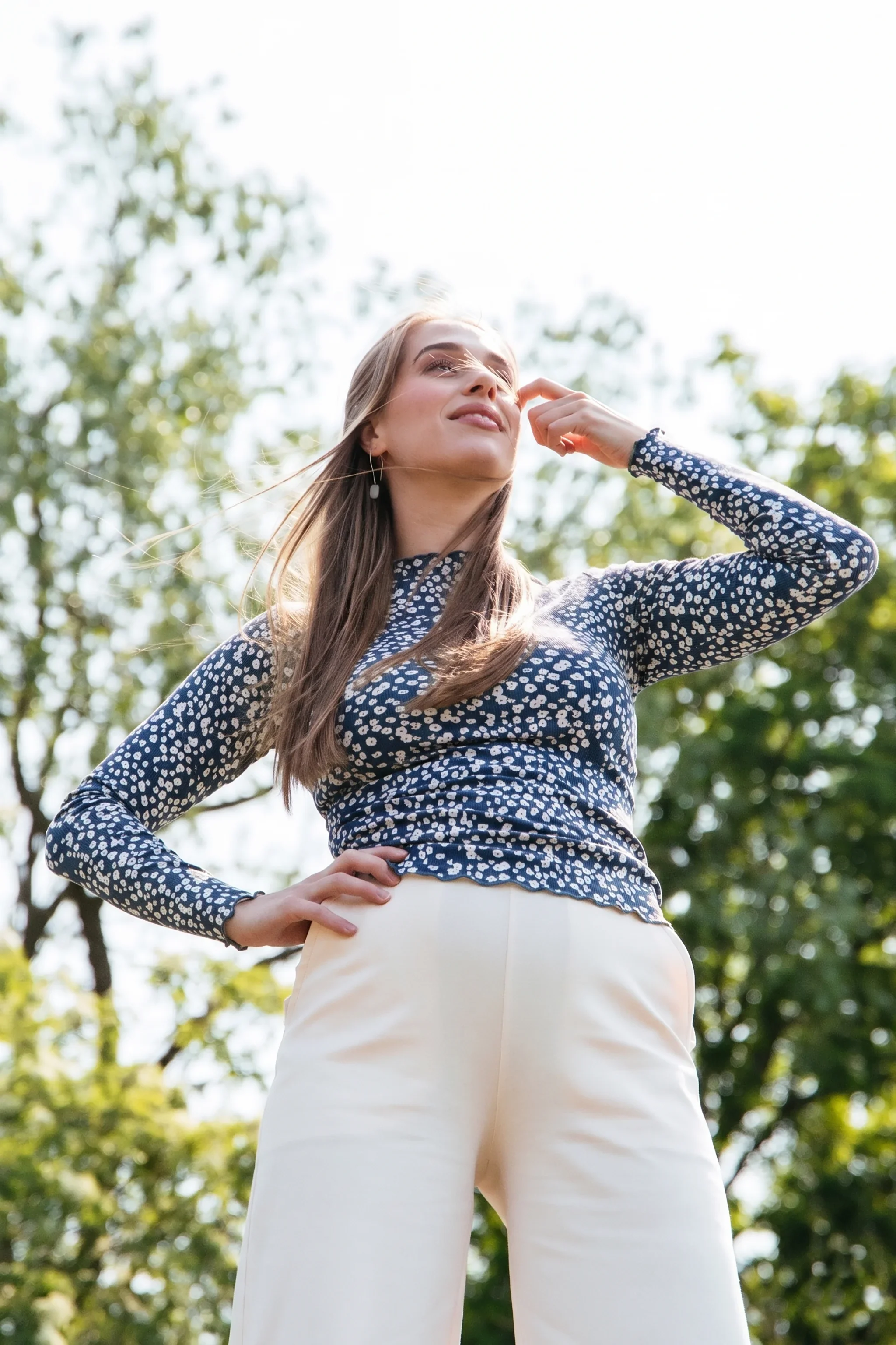 Rib Turtleneck, Flora Navy - Image 3