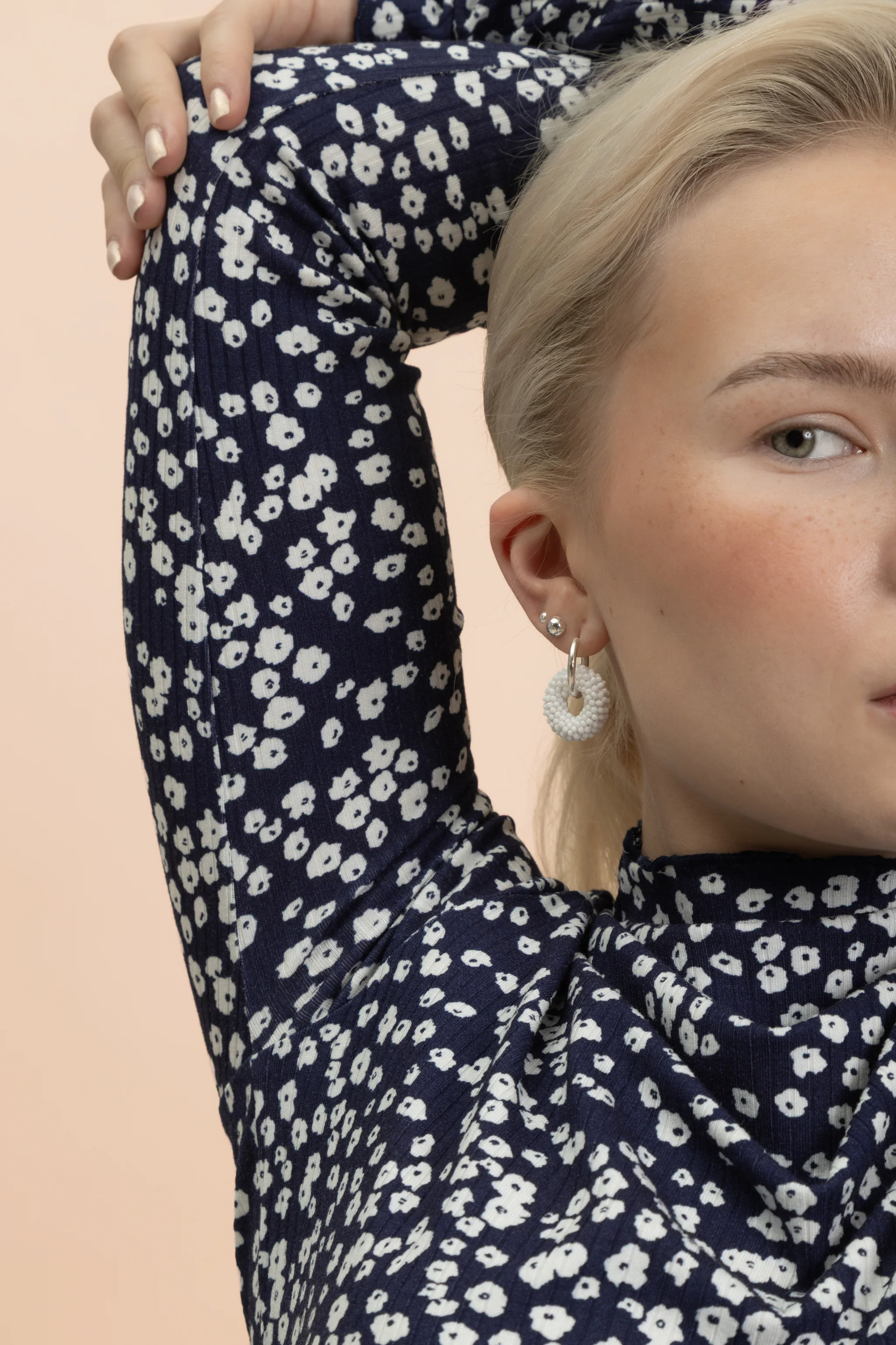 Rib Turtleneck, Flora Navy - Image 9