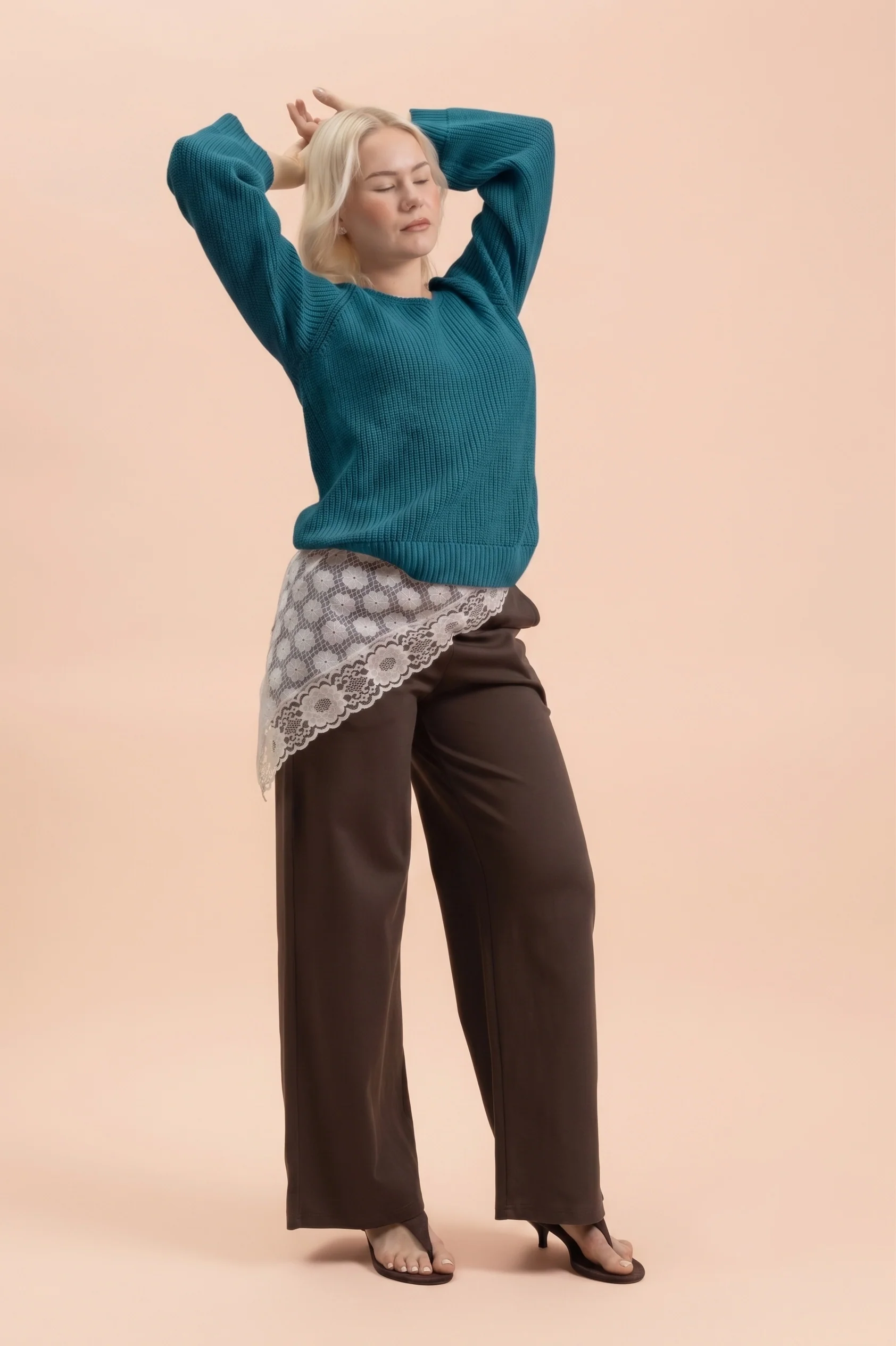V-neck Jumper, Petrol - Image 5