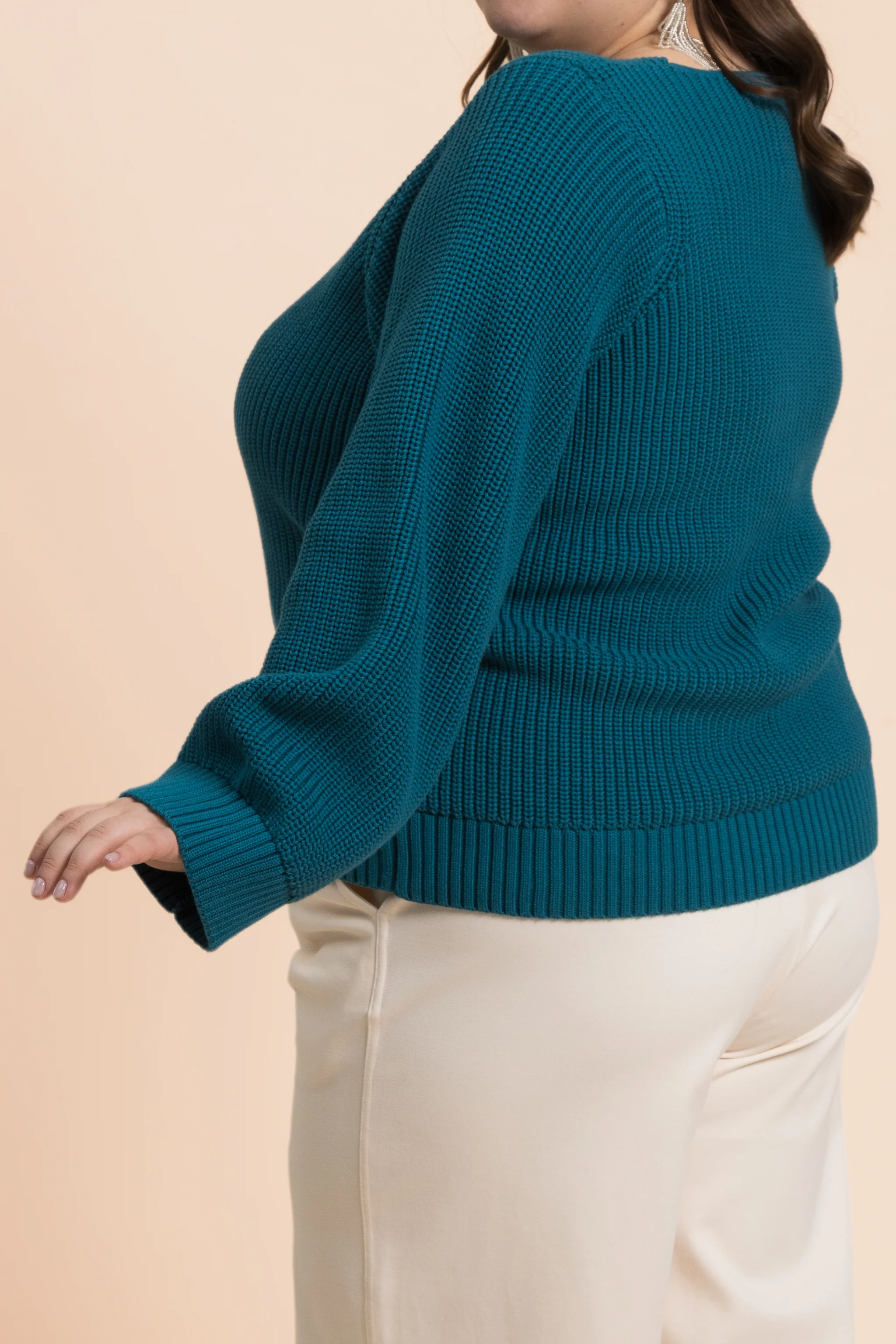 V-neck Jumper, Petrol - Image 6