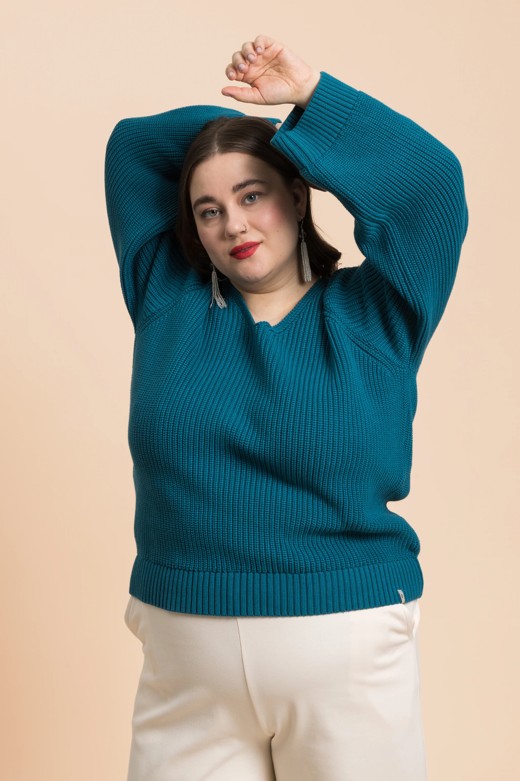 V-neck Jumper, Petrol - Image 7