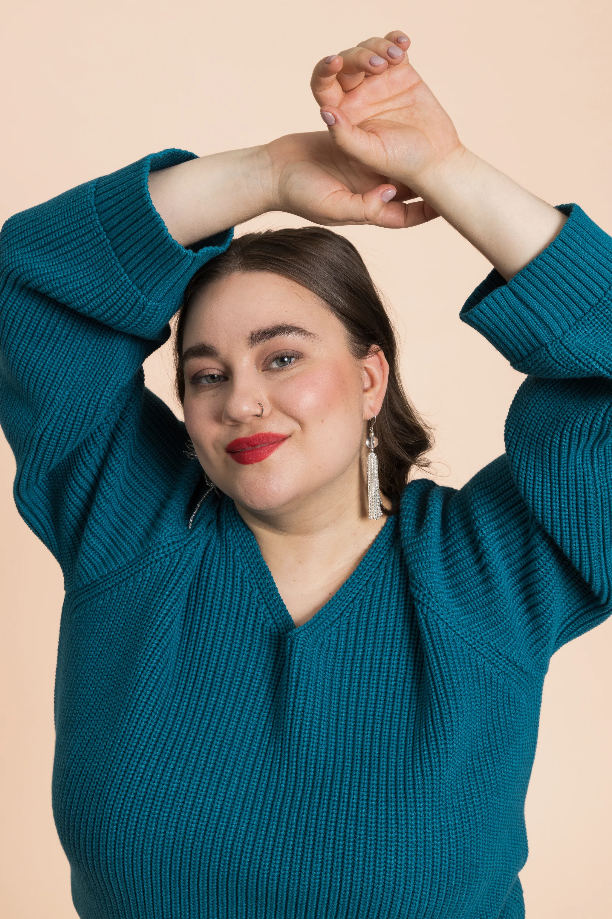 V-neck Jumper, Petrol - Image 8